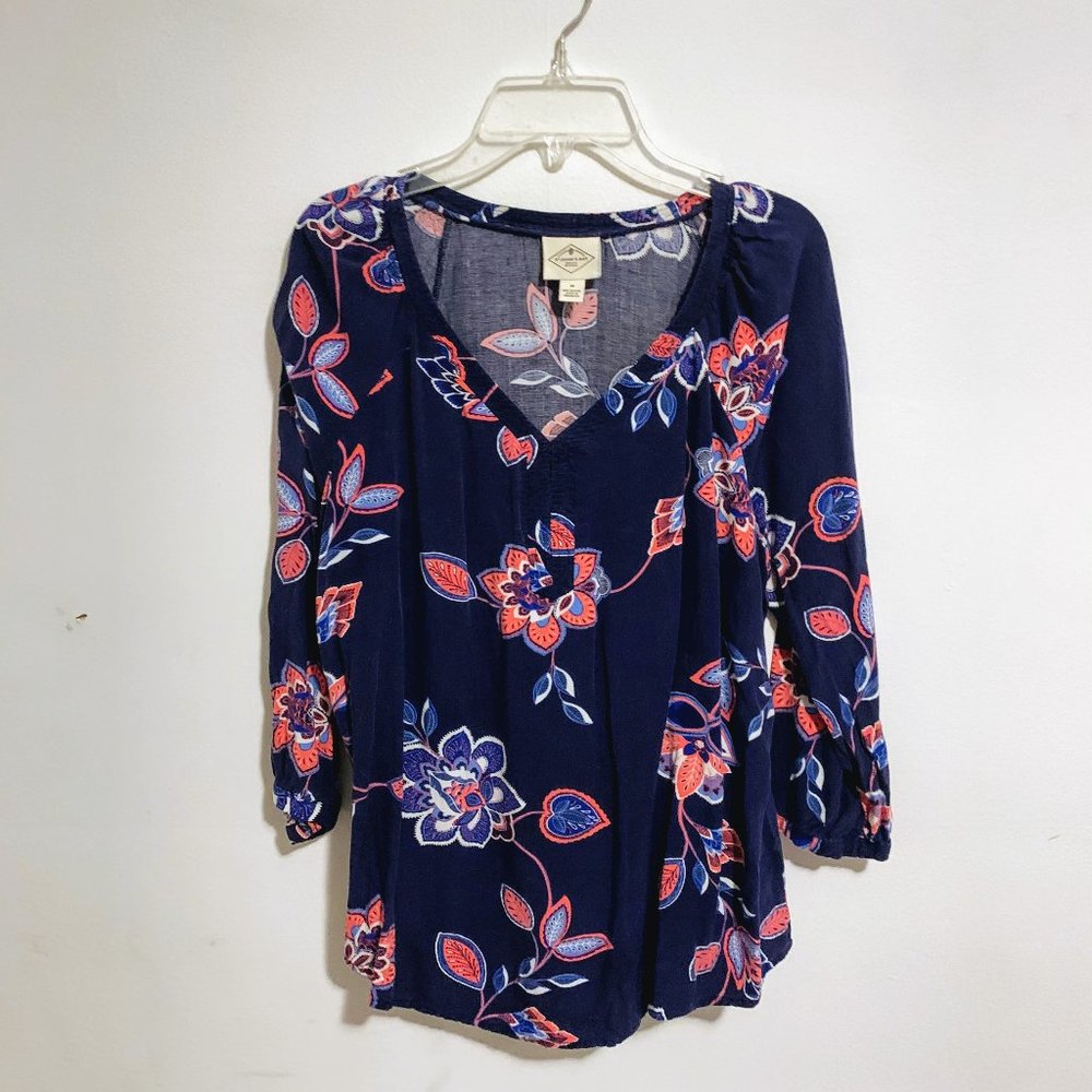 Navy Floral Blouse